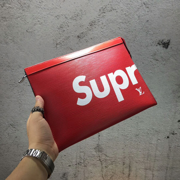 18-19AW新作シュプリームコピー ルイヴィトン × Supreme Pochette Jour GM クラッチバッグ 赤 M66888